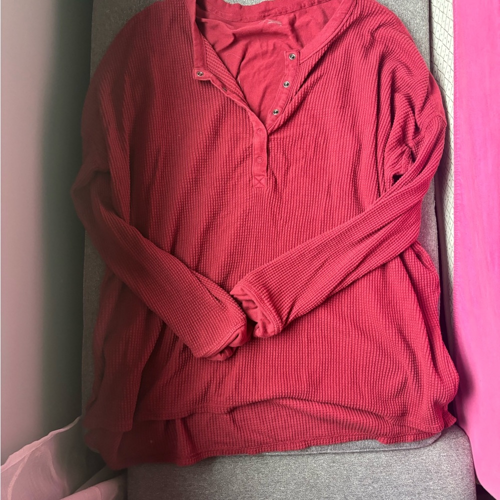 Women's Red Long Sleeve Top